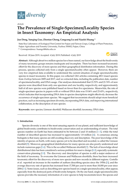 The Prevalence of Single-Specimen/Locality Species in Insect Taxonomy: an Empirical Analysis