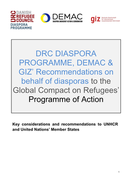 DRC Diaspora Programme, DEMAC and GIZ, As Well As Consultations with Diaspora Communities in Europe for Possible Modalities of Diaspora Engagement