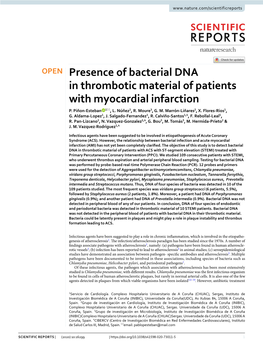 Presence of Bacterial DNA in Thrombotic Material of Patients with Myocardial Infarction P