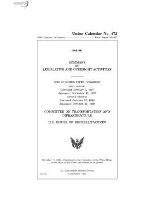 Union Calendar No. 472 105Th Congress, 2D Session – – – – – – – – – – – – House Report 105–831