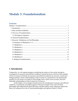 Module 3: Foundationalism & Descartes's
