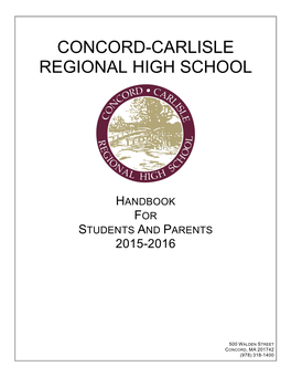 Handbook for Students and Parents 2015-2016