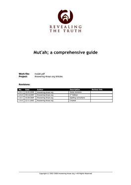 Mut'ah; a Comprehensive Guide