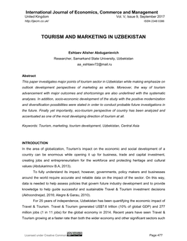 Tourism and Marketing in Uzbekistan