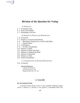 Division of the Question for Voting