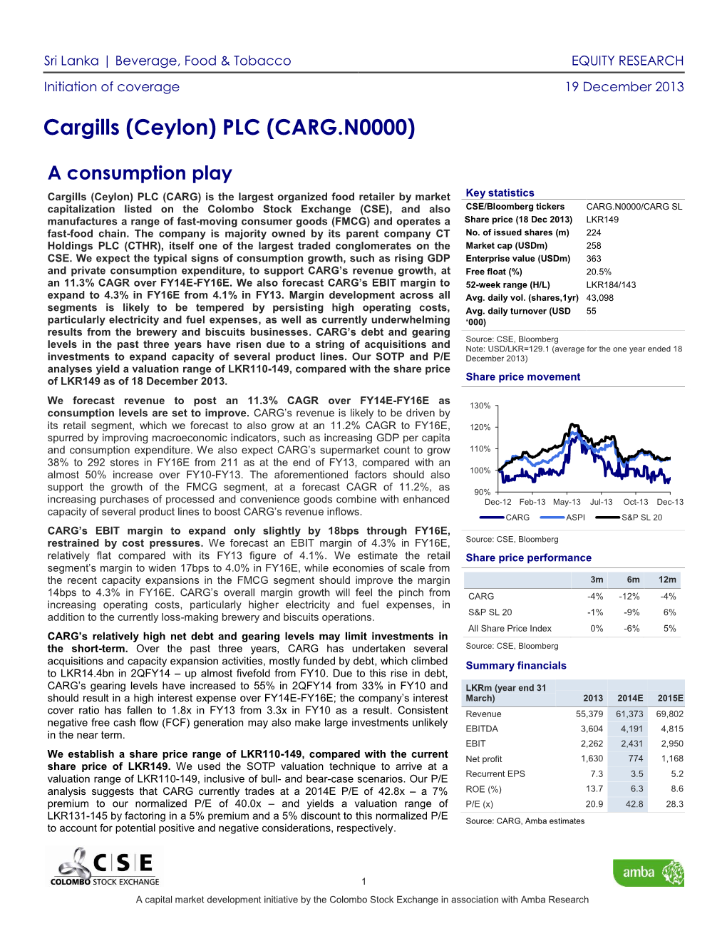 Cargills (Ceylon) PLC (CARG.N0000)