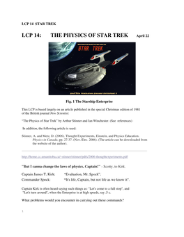 LCP 14: the PHYSICS of STAR TREK April 22
