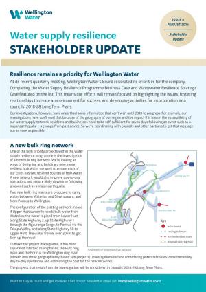Water Supply Resilience Update STAKEHOLDER UPDATE