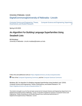 An Algorithm for Building Language Superfamilies Using Swadesh Lists