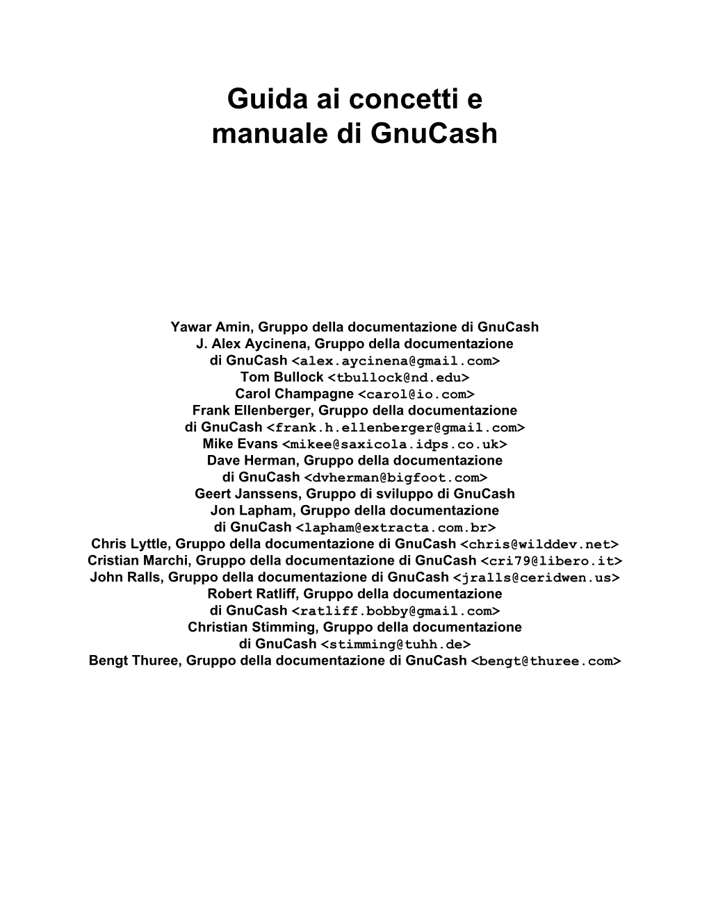 Guida Ai Concetti E Manuale Di Gnucash