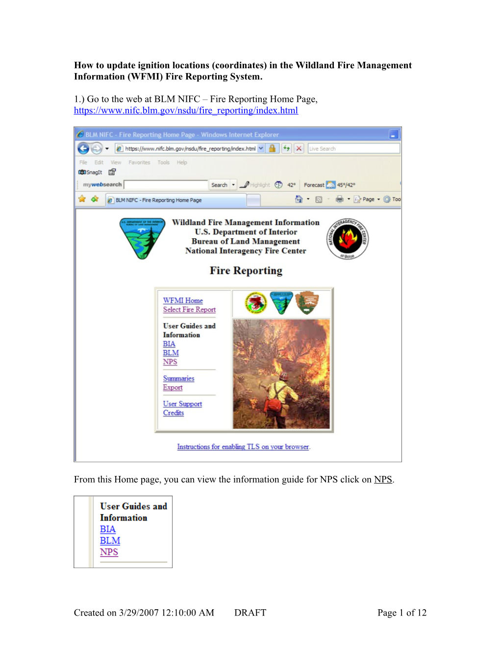 How to Update Ignition Locations (Coordinates) in the Wildland Fire Management Information