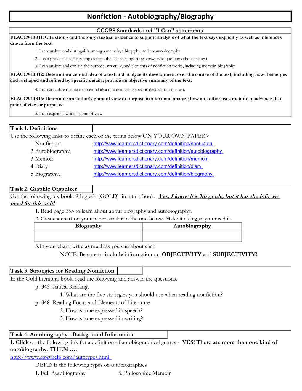 Nonfiction - Autobiography/Biography