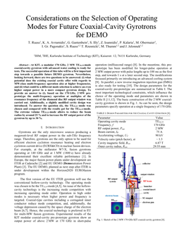 Considerations on the Selection of Operating Modes for Future Coaxial-Cavity Gyrotrons for DEMO T