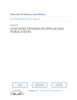 Cost Effectiveness of Open Access Publications