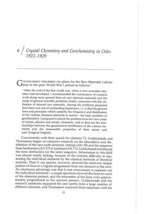 Crystal Chemistry and Geochemistry in Oslo: 1922-1929