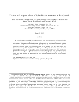 Ex Ante and Ex Post Effects of Hybrid Index Insurance in Bangladesh