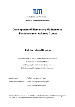 Development of Elementary Mathematics Functions in an Avionics Context