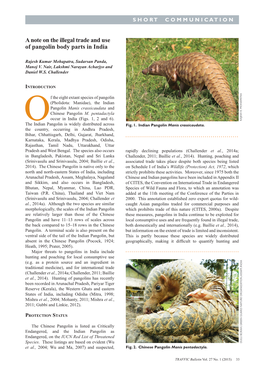 A Note on the Illegal Trade and Use of Pangolin Body Parts in India