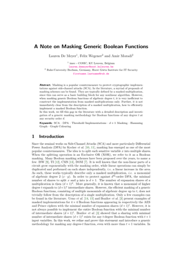 A Note on Masking Generic Boolean Functions