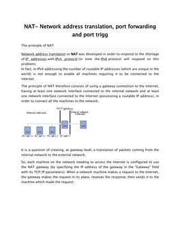 NAT- Network Address Translation, Port Forwarding and Port Trigg