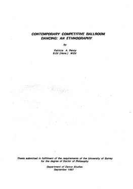 Contemporary Competitive Ballroom Dancing: an Ethnography
