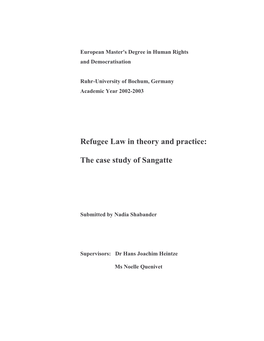 Refugee Law in Theory and Practice: the Case Study of Sangatte