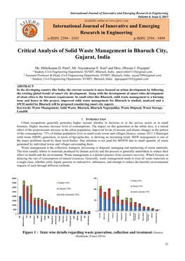 Critical Analysis of Solid Waste Management in Bharuch City, Gujarat, India