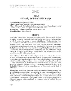 Vesak (Wesak, Buddha's Birthday)