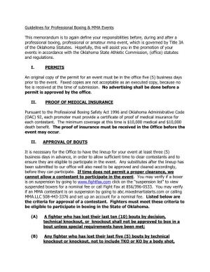Guidelines for Professional Boxing & MMA Events