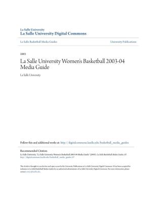 La Salle University Women's Basketball 2003-04 Media Guide La Salle University