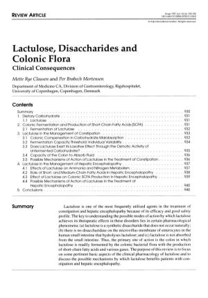 Lactulose, Disaccharides and Colonic Flora Clinical Consequences