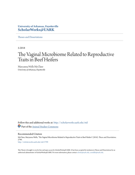 The Vaginal Microbiome Related to Reproductive Traits in Beef Heifers