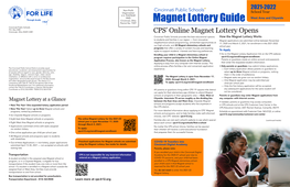 Magnet Lottery Guide Cincinnati Public Schools P.O
