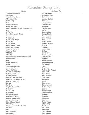 Karaoke Song List (SORTED)
