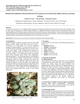 12 Botanical Investigation of the Leaf and Stem of Forsskaolea