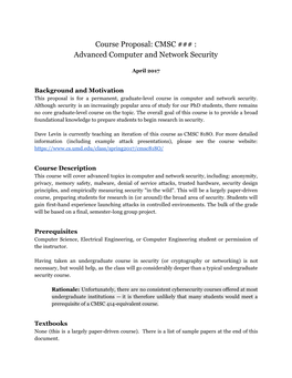 Advanced Computer and Network Security
