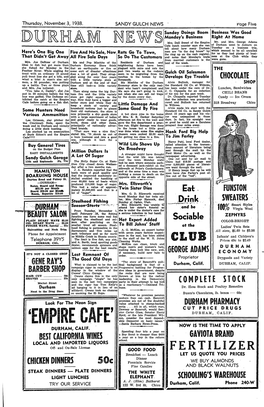 Durham News Via Sandy Gulch News 1938-1939