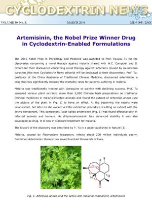 Artemisinin, the Nobel Prize Winner Drug in Cyclodextrin-Enabled Formulations