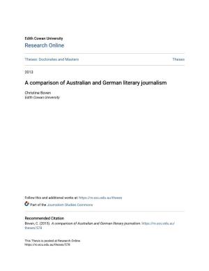 A Comparison of Australian and German Literary Journalism