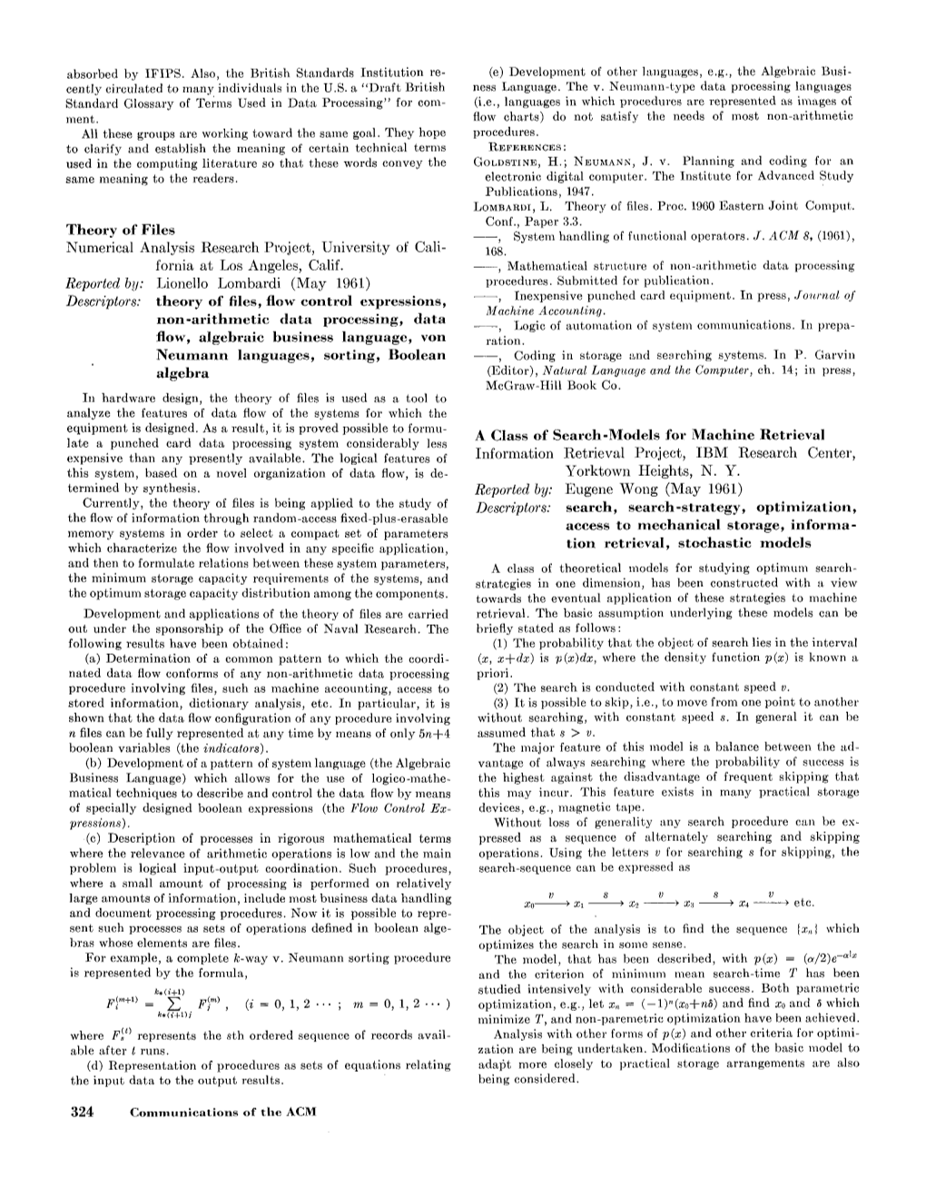 Theory of Files Non-Arithmetic Data Processing, Data Flow, Algebraic