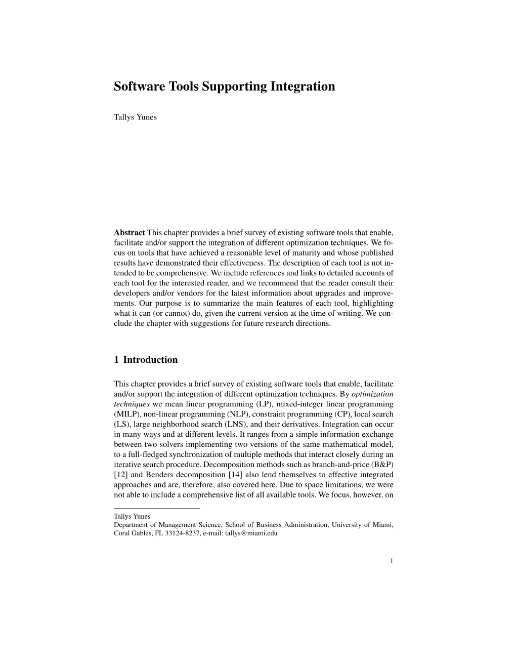 Software Tools Supporting Integration