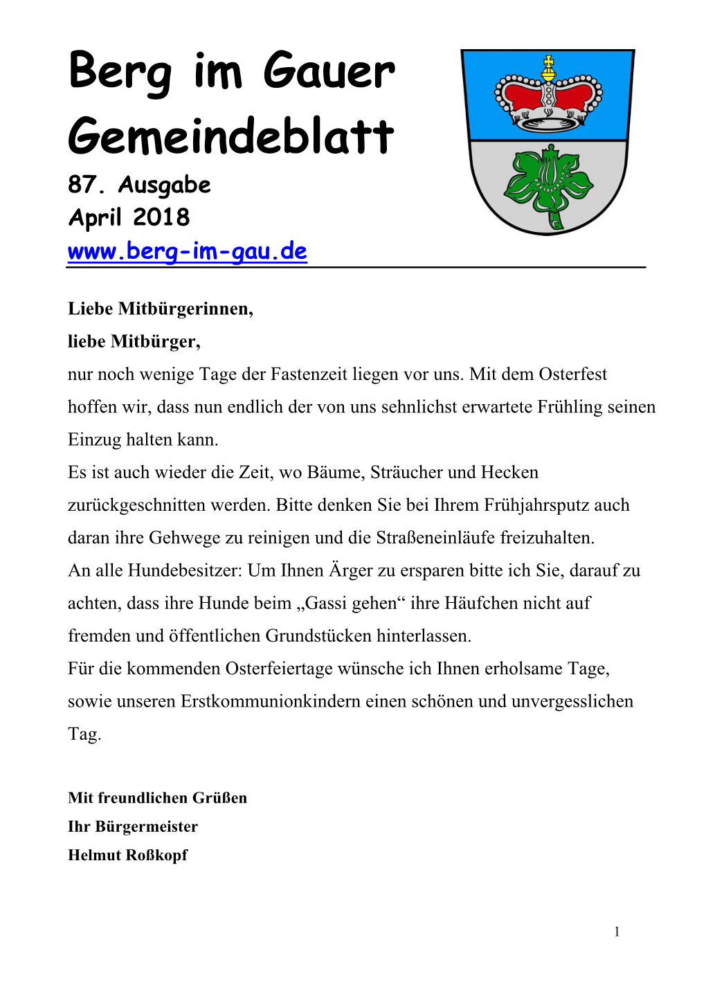 Berg Im Gauer Gemeindeblatt 87