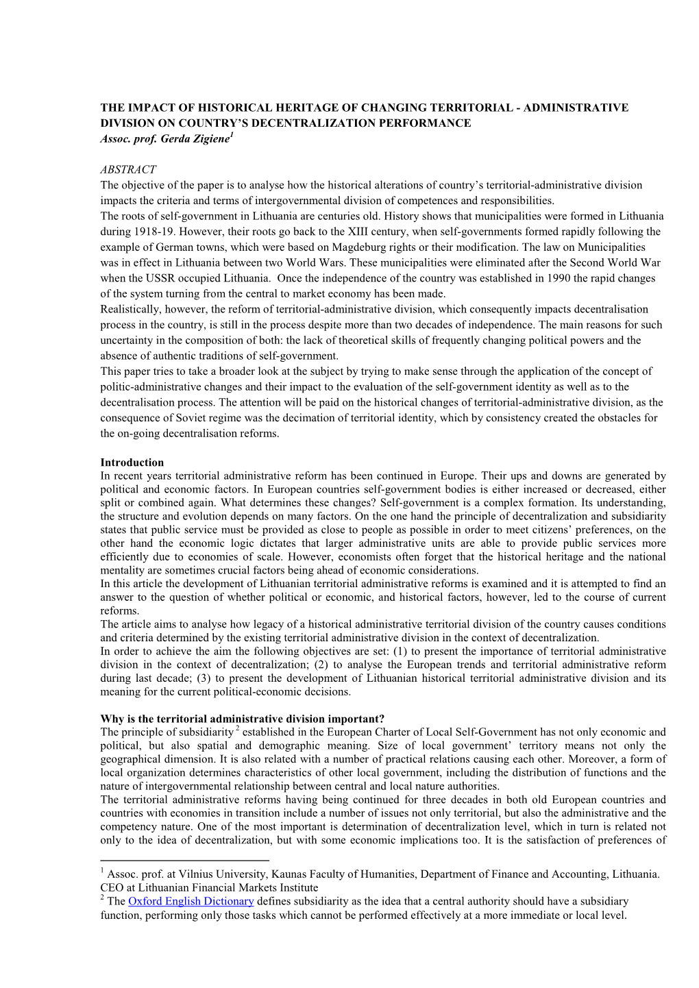 Administrative Division on Country's Decentralization