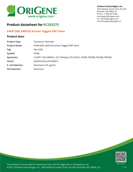 P4HB (NM 000918) Human Tagged ORF Clone Product Data