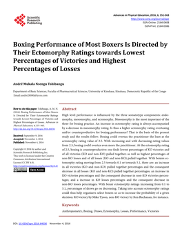 Boxing Performance of Most Boxers Is Directed by Their Ectomorphy Ratings Towards Lowest Percentages of Victories and Highest Percentages of Losses