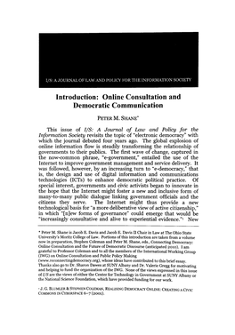 Introduction: Online Consultation and Democratic Communication
