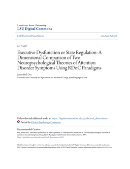 Executive Dysfunction Or State Regulation