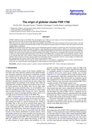 The Origin of Globular Cluster FSR 1758 Fu-Chi Yeh1, Giovanni Carraro1, Vladimir I