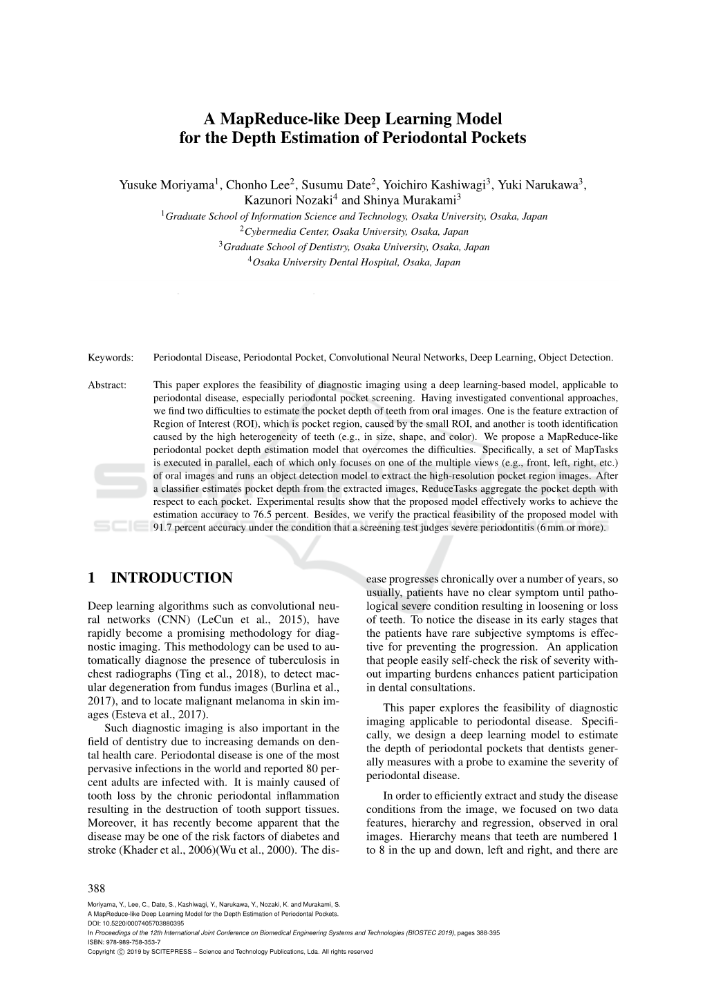 A Mapreduce-Like Deep Learning Model for the Depth Estimation of Periodontal Pockets