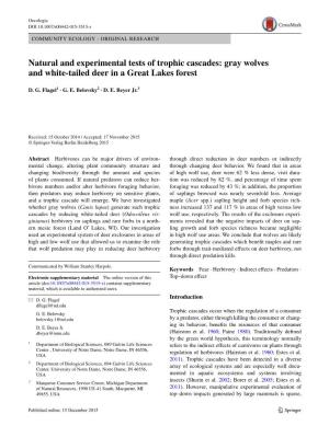 Natural and Experimental Tests of Trophic Cascades: Gray Wolves and White‑Tailed Deer in a Great Lakes Forest